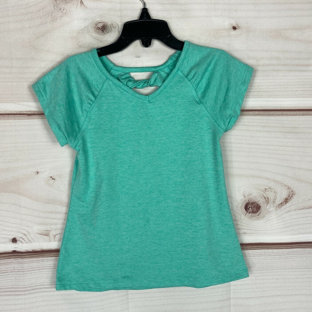 C9 Champion Top Girls XS Green Short Sleeve Performance T-Shirt V-Neck Solid